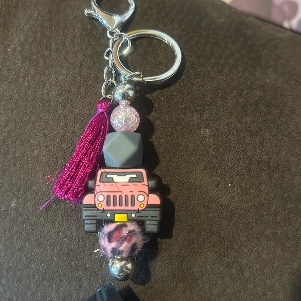 Pink Jeep keychain